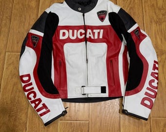Ducati Motorrad-racemotorjas heren, echt rundleer CE-pantser motorkleding