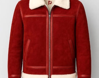 Ryan bomberjack van rood suède shearling: op Reynolds geïnspireerd kerstcosplayjack