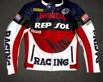 Honda Repsol-motorjas heren echt leer motorjack Biker Rider