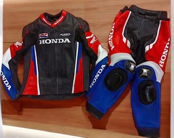 Honda Racing Motorbike-rundleer pak heren MotoGP Honda-motoroutfit