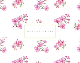Pink Spring Flower Digital Paper - Floral Seamless Pattern - Digital ...