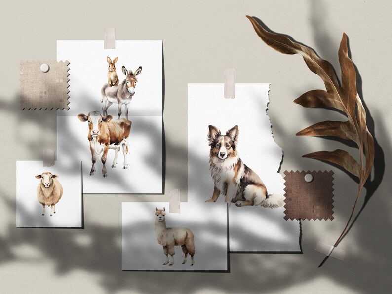 Farm Animals Clipart - Watercolor Farm Animal Png - Cow Donkey Duck ...