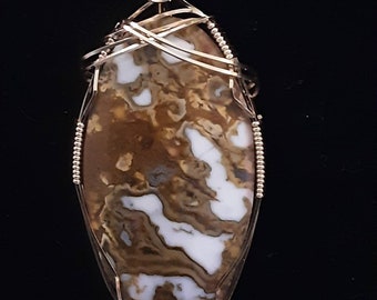 Boulder opal pendant wrapped in 14kt gold filled wire