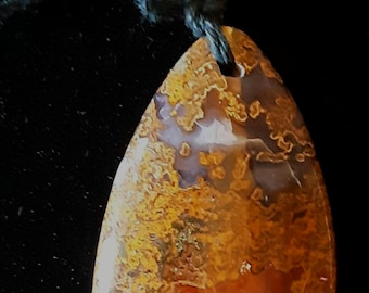Cady Mountain Moss Agate pendant on leather