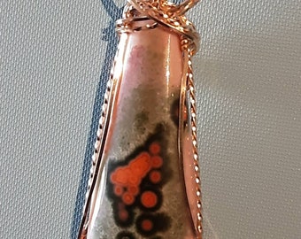 Imperial Jasper pendant wrapped in 14kt gold filled wire