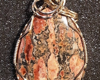 Leopard Jasper pendant wrapped in 14kt gold filled wire