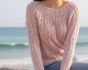 Easy Seamless Sweater Pattern | Lace Sweater for Women | PDF Knitting | Sizes XS–XXL