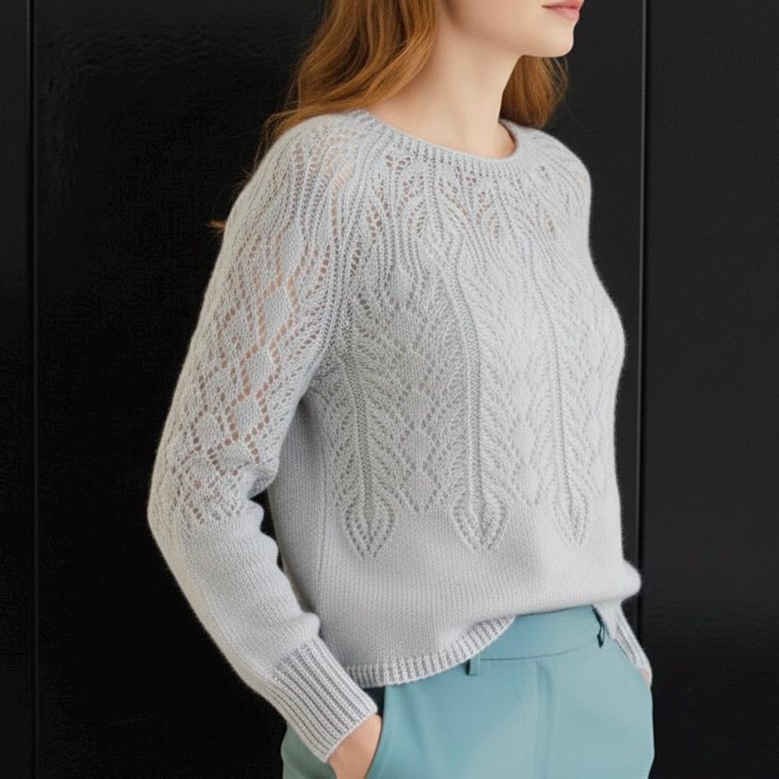 Lace Pullover Knitting Pattern | Round Yoke Seamless Sweater (PDF ...