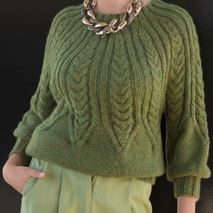Cable Rib Yoke Sweater Pattern | Women’s Knit Pullover | Sizes S–L PDF