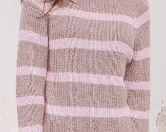 Modelo de tricô para suéter raglan sem costura – Pulôver ideal para iniciantes, tamanhos P-XXXL
