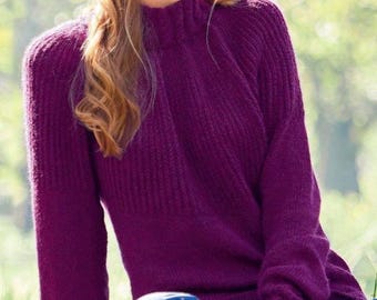 Patrón de punto para suéter con canesú redondo / Jersey fácil (PDF)