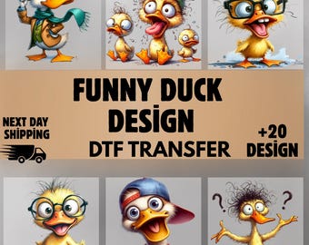 Trasferimento DTF di anatra divertente, simpatico animale retrò da stirare, design eccentrico per maglietta da fattoria, pronto per la stampa, arte sarcastica della fauna selvatica