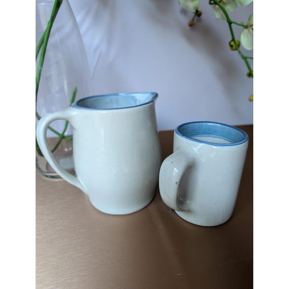 M.A. Hadley セラミック ピッチャー＆マグセット 陶器 ブルートリム 