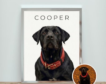 Custom Pet Portrait from Photo, Personalized Dog Cat Portrait, Pet Memorial Gift, Custom Animal Art, Printable Digital Download