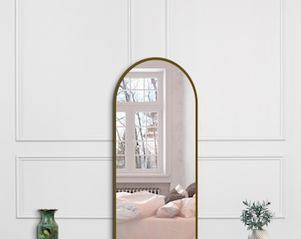 Gold Arched Full Length Mirror: Elegant Metal Frame 50x140 cm ≈ 19.7x55.1 in