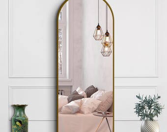 Espejo de cuerpo entero arqueado dorado: estilo moderno y elegante (70 x 180 cm)