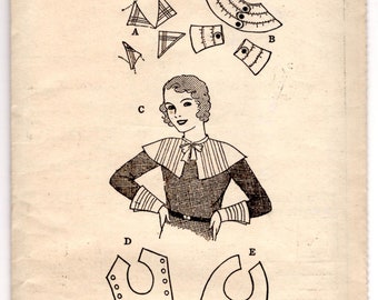 1930's Mail Order 3111 Collars, Cuffs & Chemisettes Evening Bulletin Reader Service Pattern by Suzanne Lane Vintage Sewing Pattern One Size
