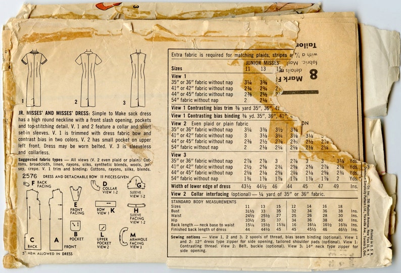 1950s Simplicity 2576 Jr. Misses Jewel Neck Dress Vintage Sewing ...