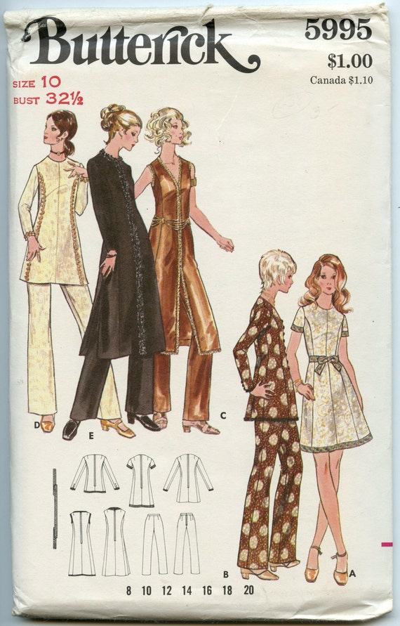1970s Butterick 5995 One-piece A Line Evening Dress & Pants Vintage Sewing  Pattern Bust 32.5 UNCUT - Etsy