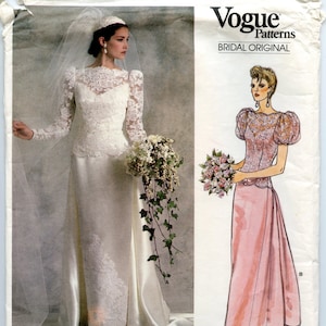 1980er Vogue Braut Original 1829 Vintage Muster Hochzeitskleid, Brautkleid, Brautjungfernkleid Gr. 10 UNCUT