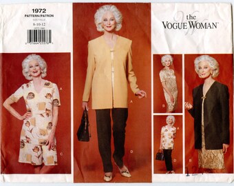 1990s Vogue 1972 Sewing Pattern The Vogue Woman Ladies Jacket, Dress, Top, Shorts & Pants Size 8, 10, 12 UNCUT