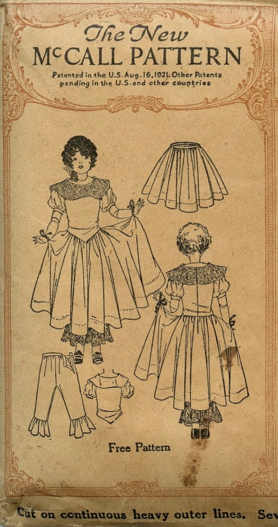 1920s 1930s Mccall Sample Vintage Sewing Pattern Colonial Doll Set