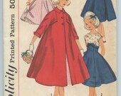 1950er Jahre Einfachheit 1940 Mädchen Rockabilly Prinzessin Line Party Kleid und flackerten Swing Mantel Brust 28 Jahrgang Schnittmuster