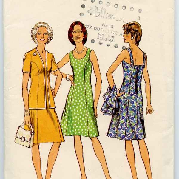 1970s Vintage Sewing Pattern Style 4663 Misses Womens Cardigan and Dress Bust 42 UNCUT