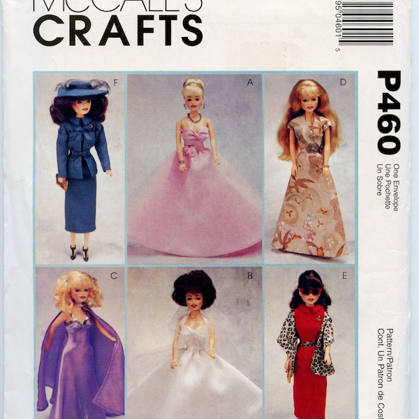 McCalls artisanat P460 / 2549 mode poupée Barbie Vêtements Vêtements vêtements de poupée de Style rétro