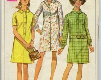 1960s Simplicity 8084 Misses Shirt Dress Vintage Sewing Pattern  Bust 32.5