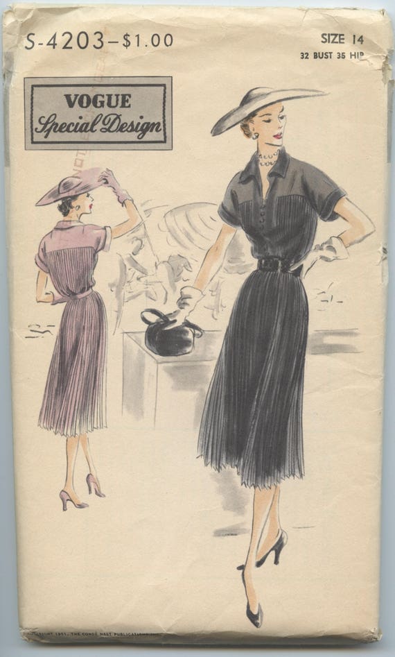 1950 S Vogue Special Design S 43 Lovely Machine Pleated Etsy