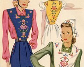 1940er McCall 969 Vintage Nähen Muster Misses gestickte Weste und Hut klein