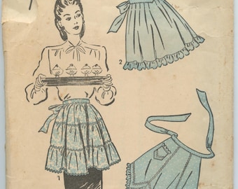 1940's Advance 4025 Half Apron Pattern Three Styles, Tiered, Tucked and Gored Aprons Vintage Sewing Pattern Waist 28-30