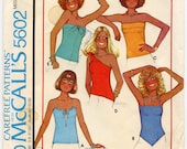 1970s Vintage Sewing Pattern McCall 39 s 5602 Misses Knit Tops Strapless One Shoulder Drawstring Straps Quick Easy Bust 32.5 - 34 UNCUT