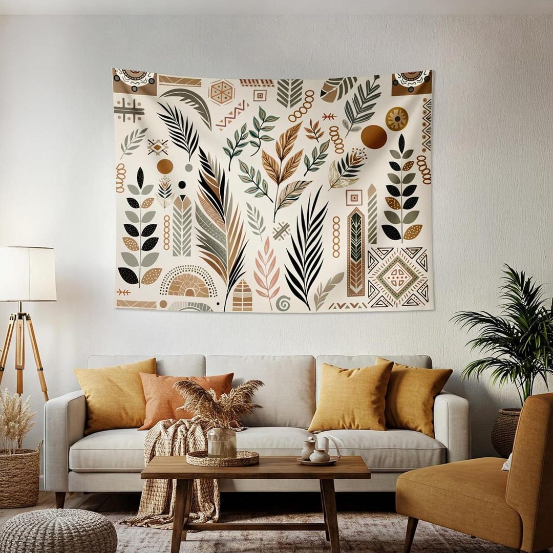 Boho Botanical Wall Tapestry, Home Decor (4x5 Ft) - Etsy