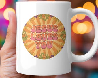 Jesus Loves You Mug, Christian Coffee Cup, Faith Based Gift, Religious Scripture Ceramic Mug