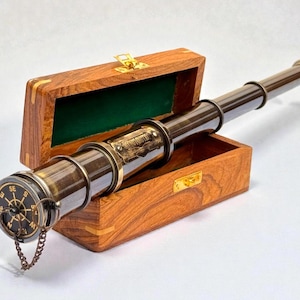 Telescopio funzionante personalizzato, telescopio inciso, cannocchiale da pirata, regalo di anniversario per il marito, regalo per appassionati di nautica