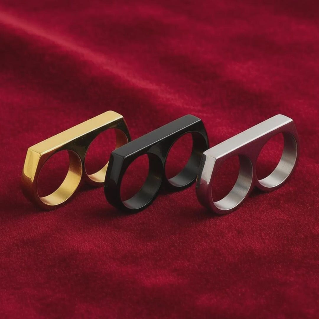 Math Finger Ring Double Finger Ring, Minimalist Knuckle Ring, Geometric Statement Ring ...