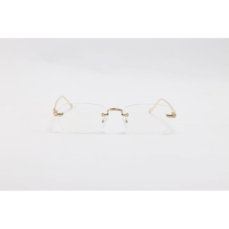 Rimless Rectangle Eyeglasses Lightweight Luxury Frame Unisex Vintage ...