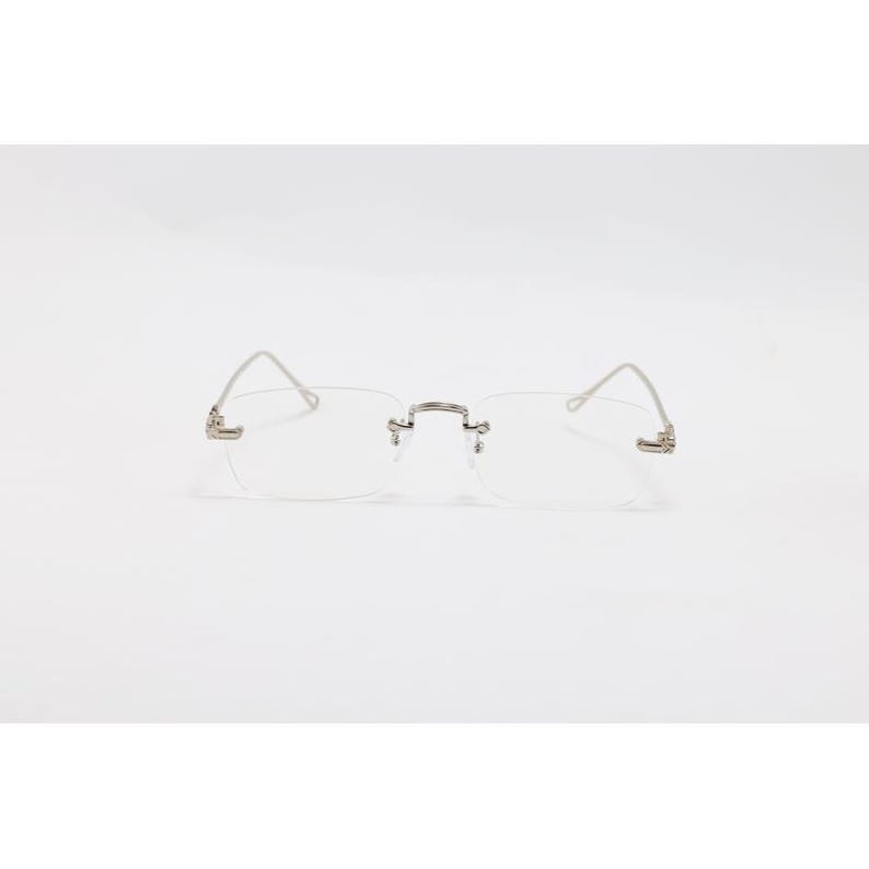 Rectangular Rimmless Glasses Rimless Rectangle Eyeglasses Lightweight Luxury Frame Unisex Vintage ...