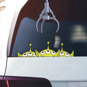 Alien Peeker Car Window Decal | Whimsical Weatherproof Vinyl Sticker