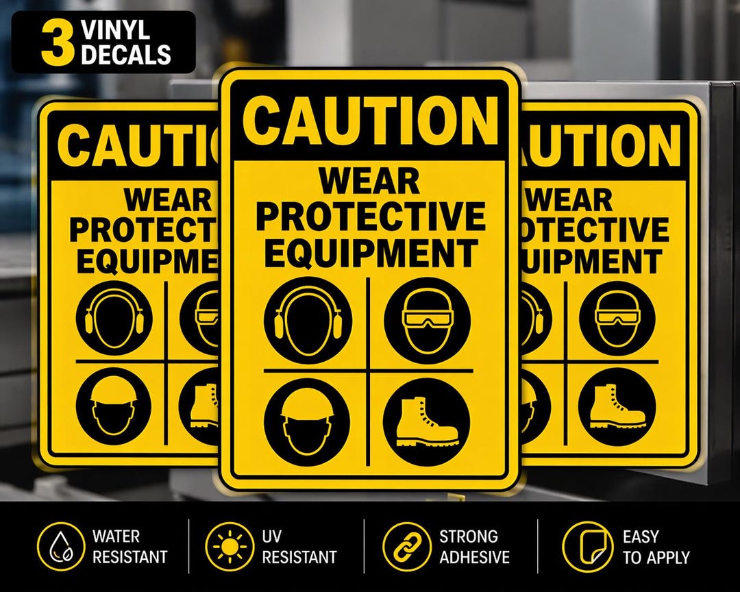 Protective Equipment Sign OSHA Caution Safety Sign PPE Required Vinyl ...
