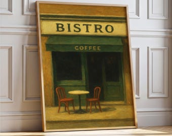 Vintage französischer Bistro-Druck: Pariser Café-Szene (Digitaler Download)