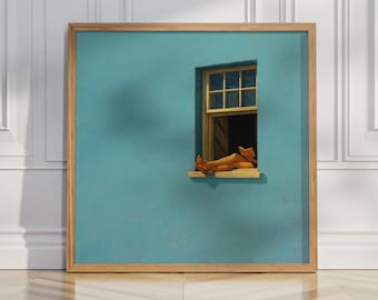 Blauwe abstracte vrouwenbenen kunstafdruk: moderne raamposter (digitale download)