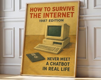 Retro internetposter | Technische muurkunst uit de jaren 80 | Digitale downloadafdruk