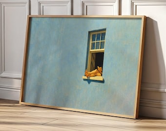 Blue Window Woman Art Print: minimalistisch modern decor (digitale download)