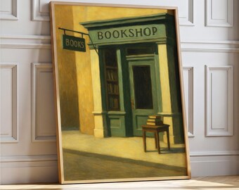 Stampa artistica di libreria vintage: accogliente decorazione murale per libreria (download digitale)
