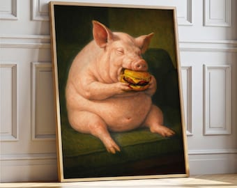 Funny Pig Pizza Print: Humorous Farmhouse Wall Art (Digital Download)