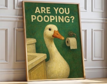 Divertido póster de ganso para el baño, ¿Estás haciendo caca? Impresión artística para la pared, Decoración original de animales de granja