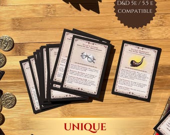 Magic Item Cards for DnD 5e and 5.5e (2024 Rules), 25 Printed Loot Cards, Dungeon Master Accessory, Tabletop RPG Gift